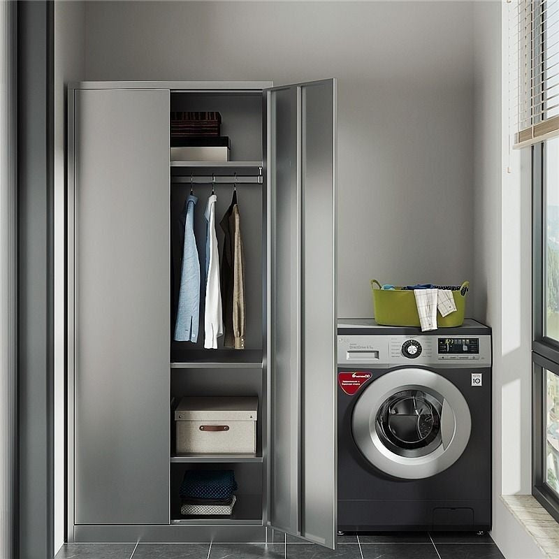 wardrobe 304 Stainless Steel Balcony Storage Clothes Changing Shoe Cabinet, Shelves, Multi-layer Bedroom Shelves