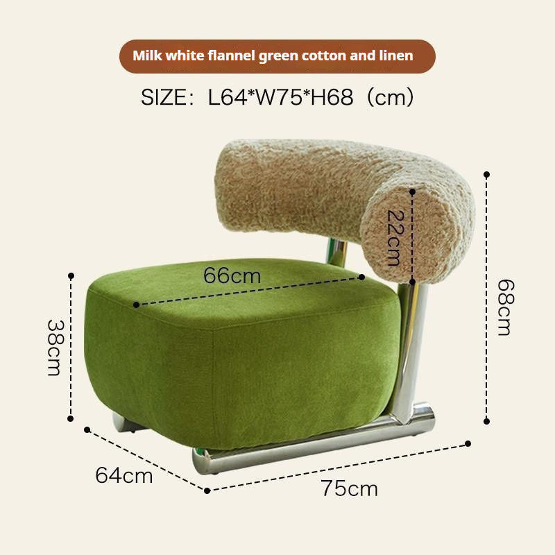 Nordic Light Luxury Simple Single Chair Bedroom Sofa Stool Home Sledge Comfortable Cotton and Linen
