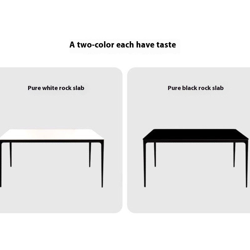 High-end pure white Italian-style dining table with metal legs and 12mm thick stone top.Custom design