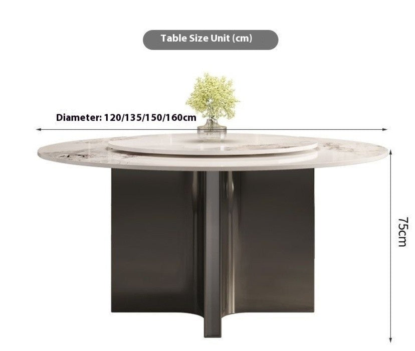 Ready Stock Modern luxury marble round table, compact size, with rotating plate, suitable for small rooms.