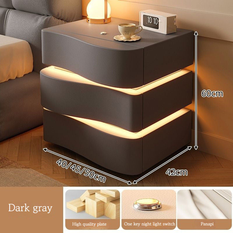 Modern and simple bedside table plus three shelves with multi-purpose light, wind cream.