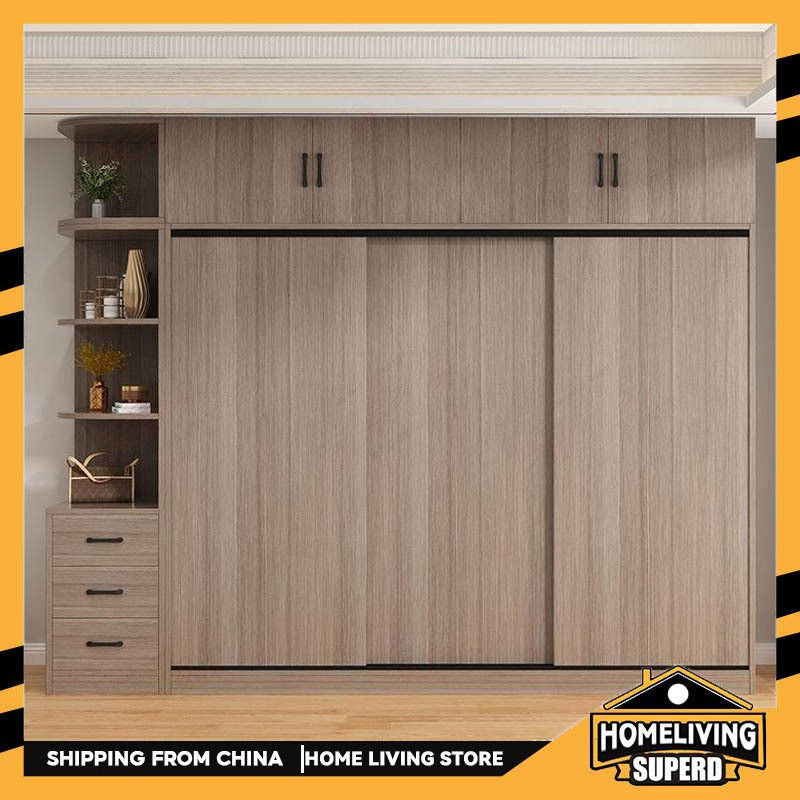 Solid Wood Sliding Door Home Bedroom Modern Simple Storage Cabinet Wardrobe 1.8m