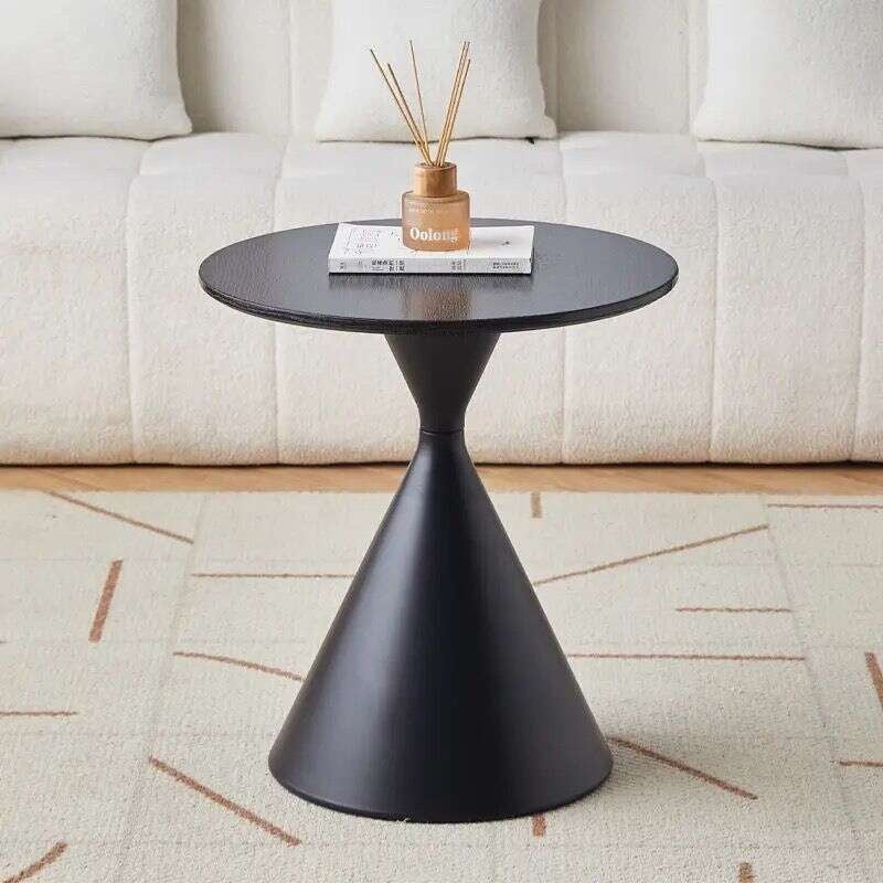 Solid wood tea table, Nordic style, for home living room, mixed design, modern, simple, round shape.