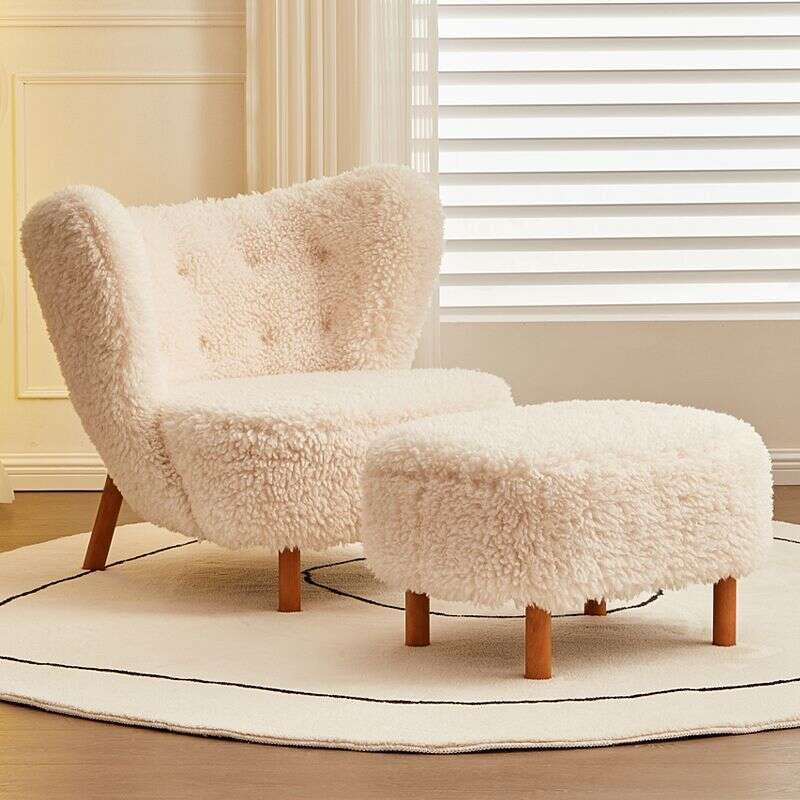 Simple Design Vintage Feeling Single Leisure Chair Sheepskin Jacquard Living Room Balcony Lazy Sofa