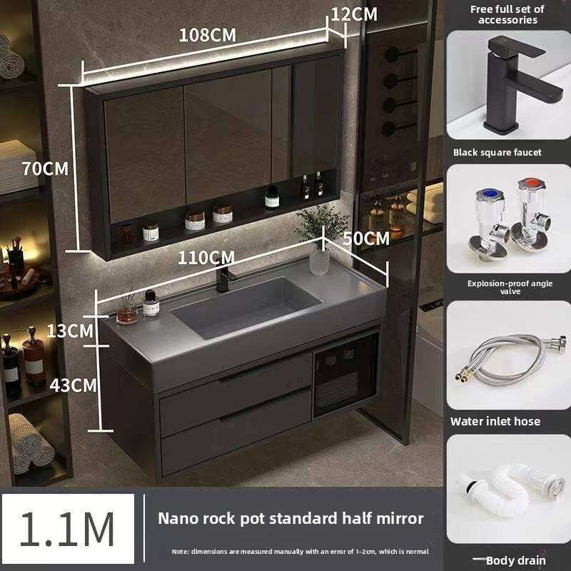 QW- Real Wood Storage Cabinet Smart Mirror in the Bathroom Sink Set