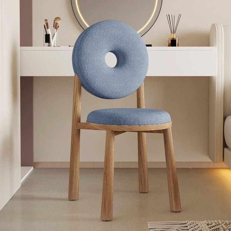 Nordic Modern Home Bedroom Back Makeup Stool Dressing Table Coffee Donut Dining Chair