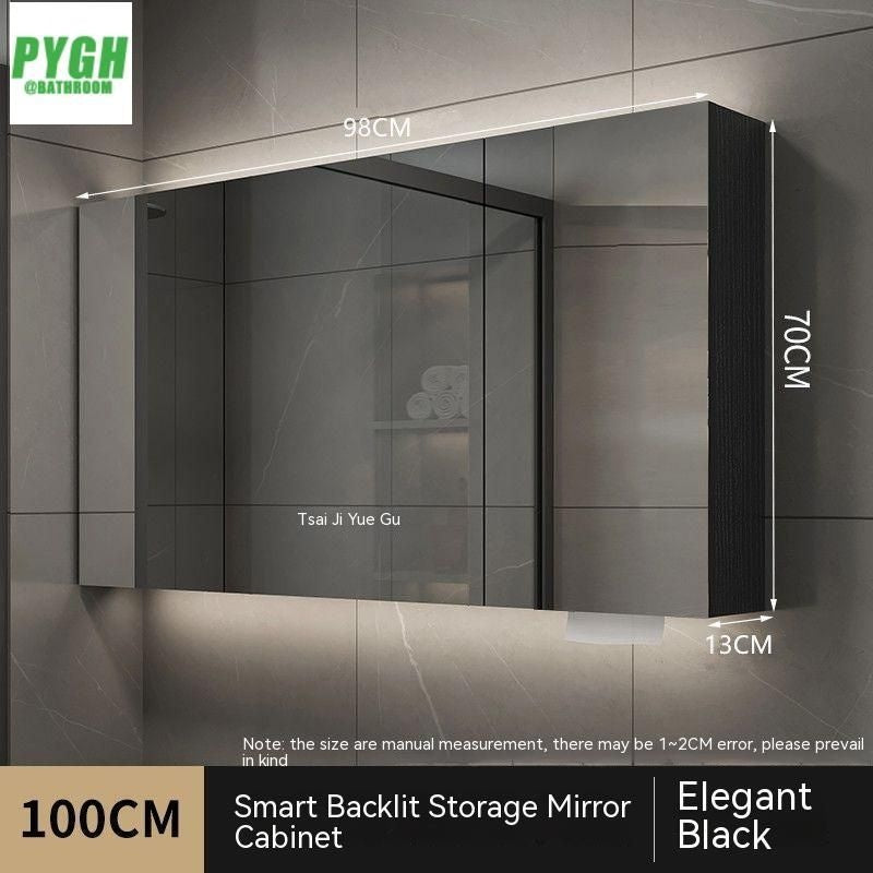 QW- Smart Solid Wood Wall Mounted Bathroom Mirror Storage Cabinet