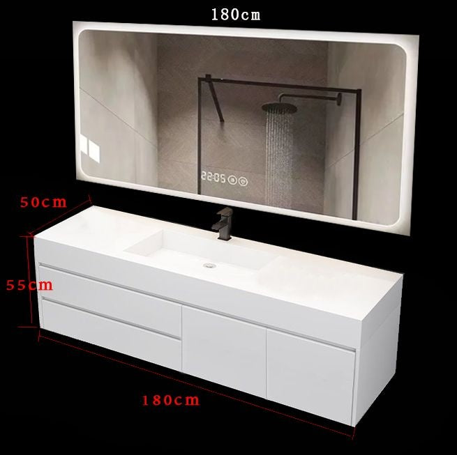 QW- Custom-madeRockboard Smart Sink Glass Bathroom Storage Cabinet