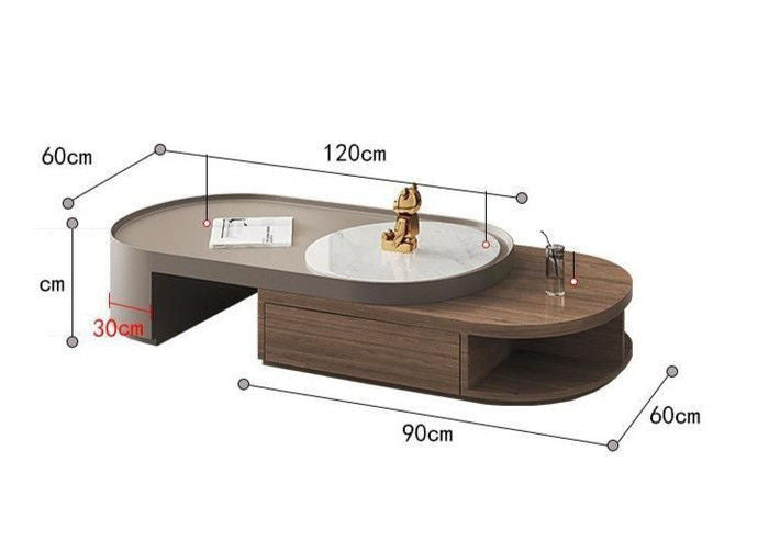 Light Elegant Cream Wind Color Simple Living Room Home Foldable Coffee Rounded Tea Table Eco-Friendly Solid Wood
