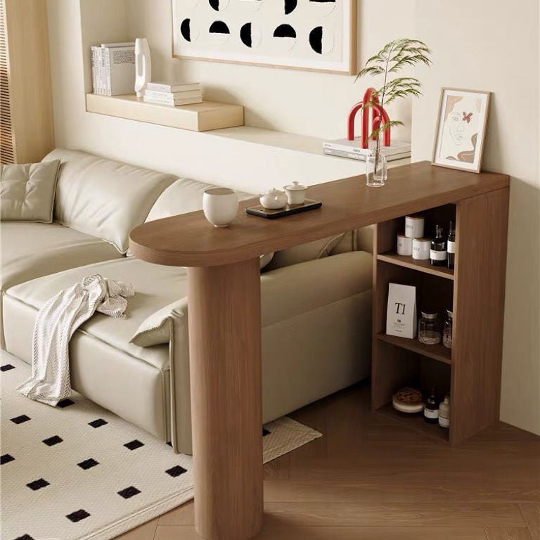 Solid wood home against the wall high long bar coffee simple living room balcony partition check cabinet table