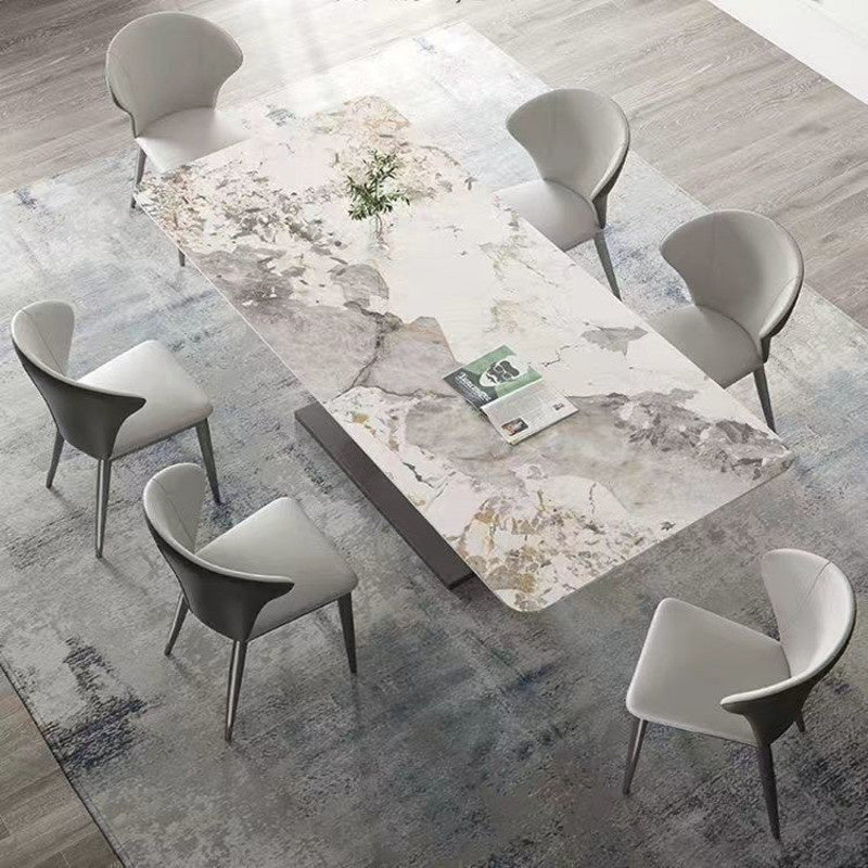 Modern Luxury Italian Moon Pattern Dining Table in Slate Gray