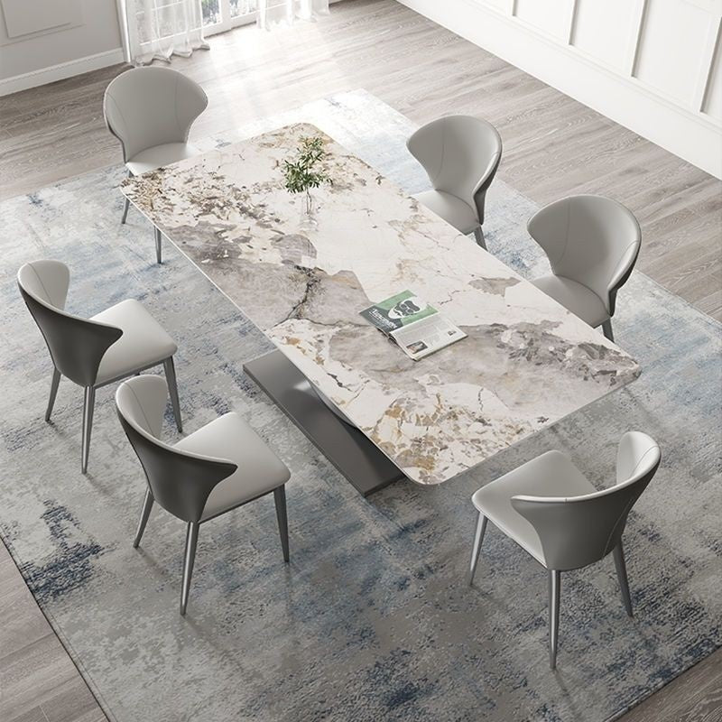 Modern Luxury Italian Moon Pattern Dining Table in Slate Gray