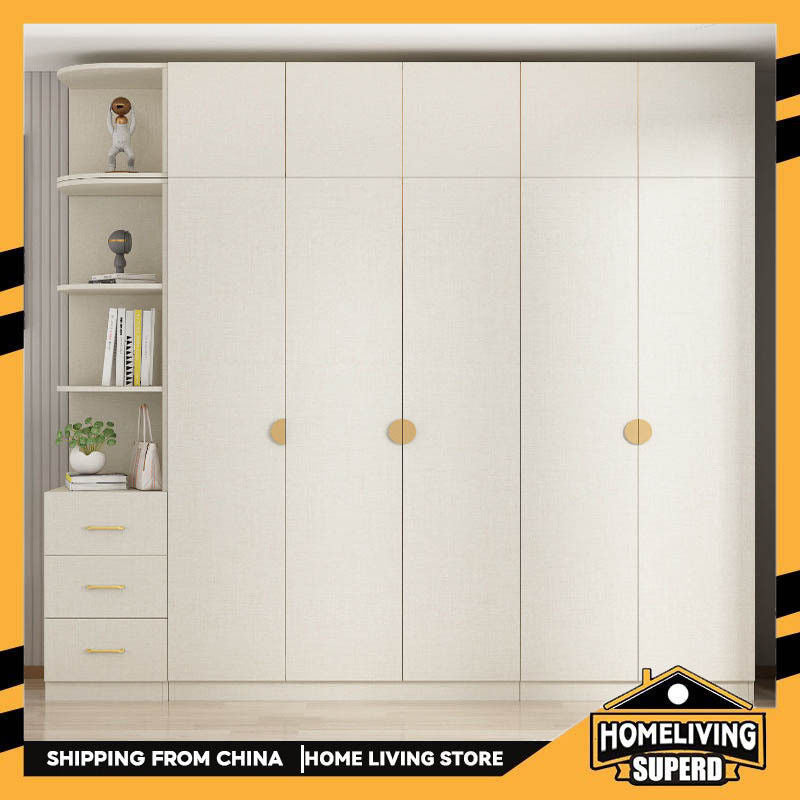 Solid Wood Double Open Doors Modern Cream Wind Wardrobe Large Capacity Multipurpose
