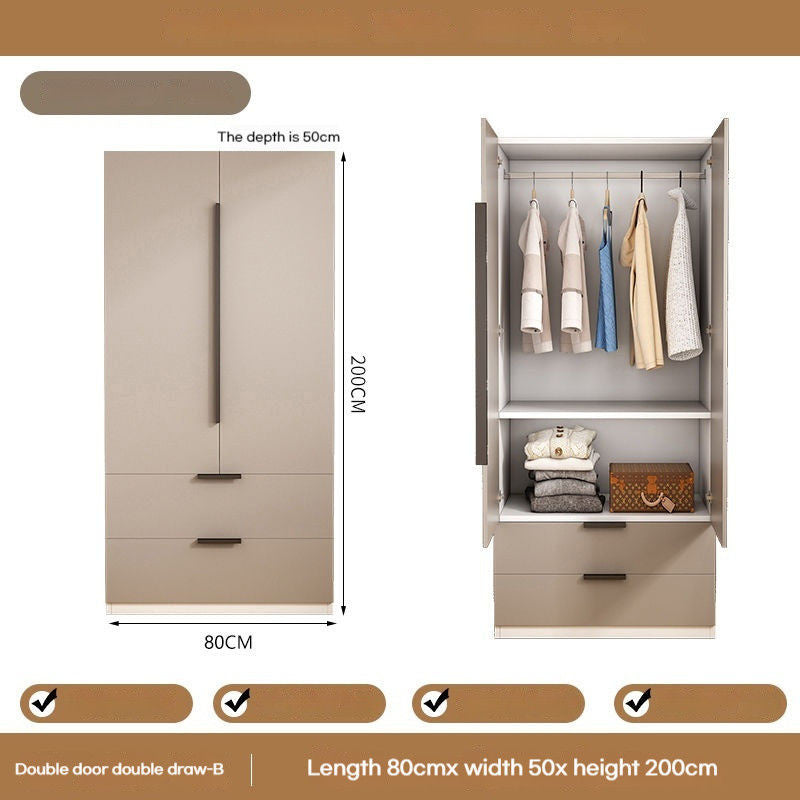 Solid Wood Home Bedroom Easy Assembly Two Door Storage Cabinet Small Wardrobe