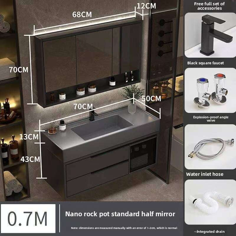 QW- Real Wood Storage Cabinet Smart Mirror in the Bathroom Sink Set