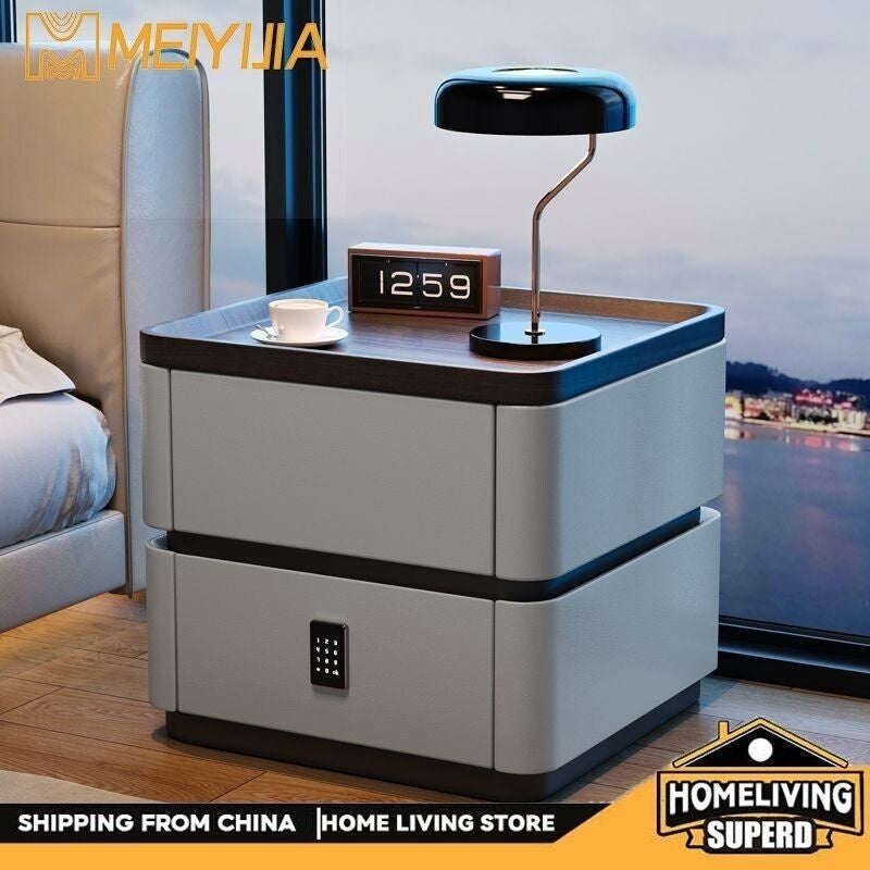 Elegant Decorative Table with Lock Modern Home Bedroom Italian Style Simple Storage Bedside Cabinet High-end Feeling