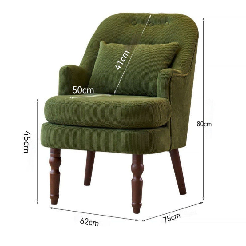 Single Nordic Living Room Balcony Bedroom Lazy Leisure Corduroy Chair Small Sofa with Footrest