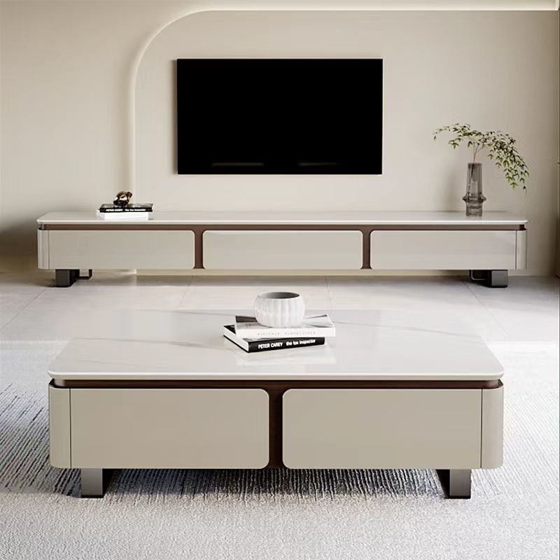 Nordic light luxury modern glossy stone coffee table TV cabinet living room floor combination small home type