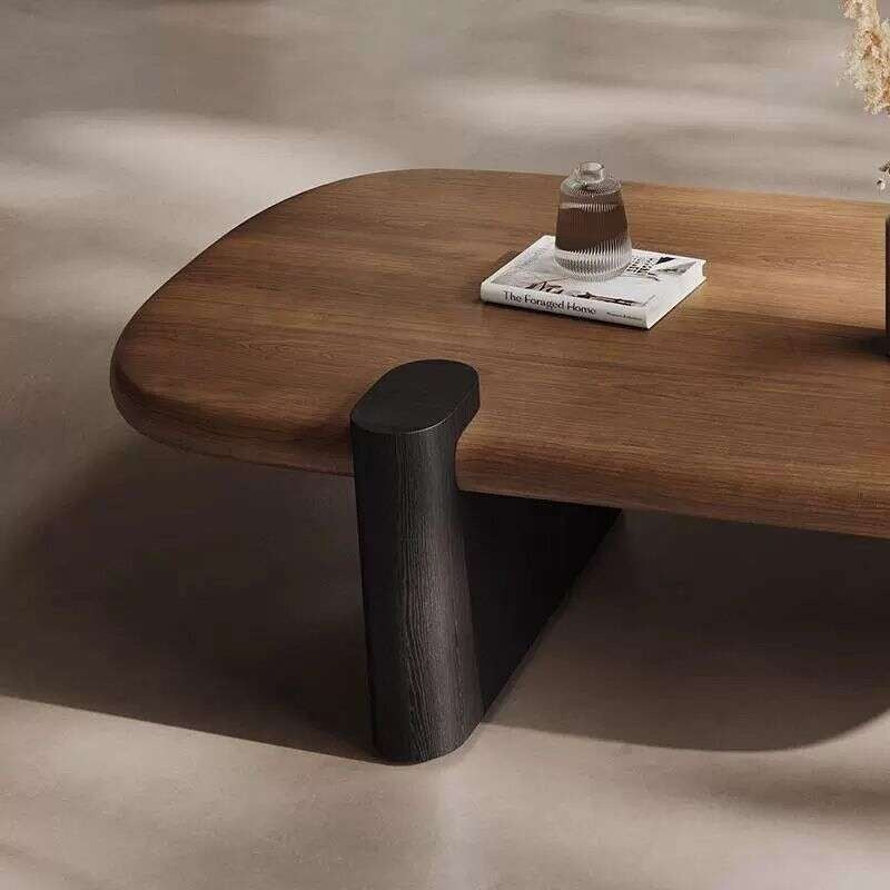 Oval Solid Wood Simple Log Living Room Home Coffee Table