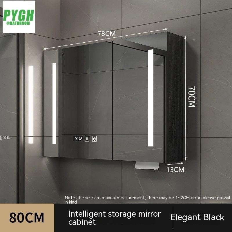 QW- Smart Solid Wood Wall Mounted Bathroom Mirror Storage Cabinet