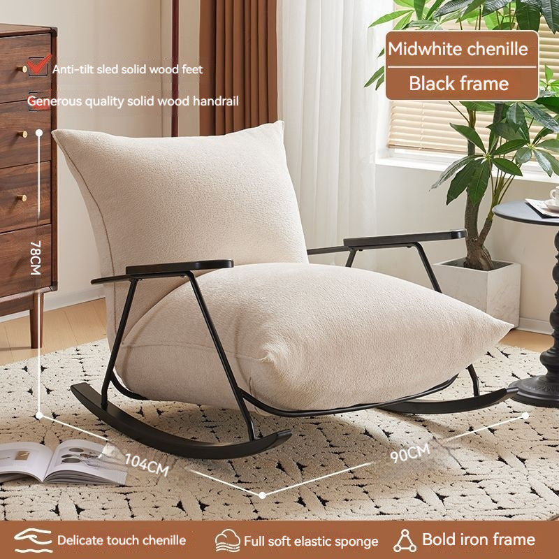 Light Luxury Simple Design Felt Single Sofa Cotton Hemp Rocking Lounge Chair Small Home Living Room Balcony Flower Cloth