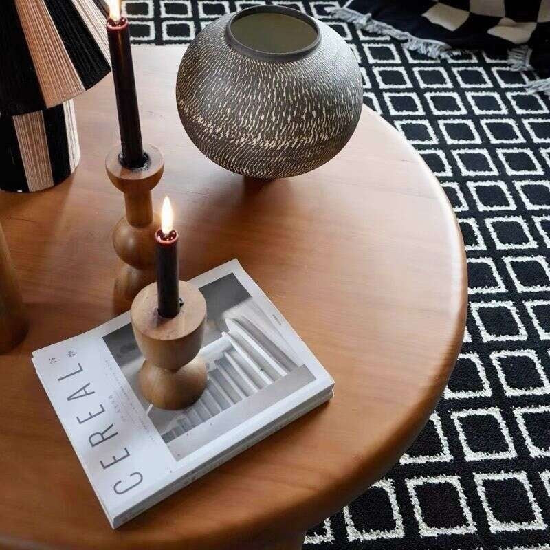 Solid Wood Table, Round Coffee for Home Living Room, Modern Style Small Table
