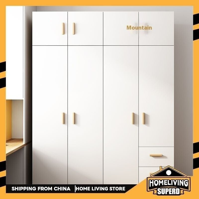 Solid Wood Home Bedroom Easy Assembly Rental House Wardrobe Simple Modern Small Sliding Style Storage Cabinet