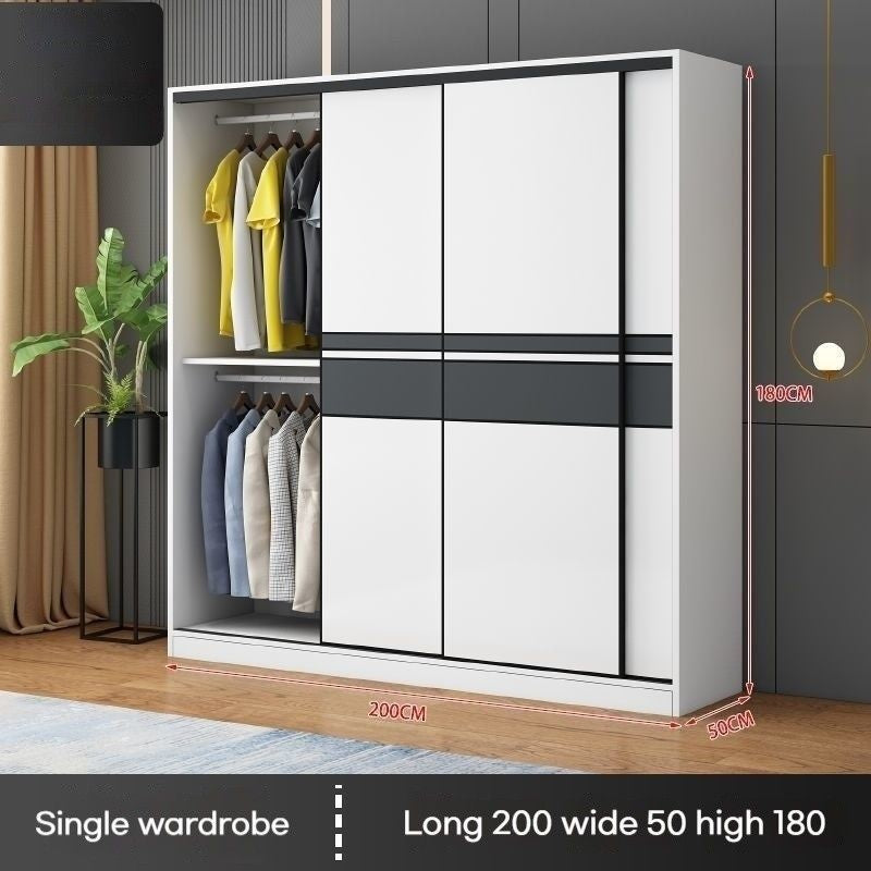 Solid wood home bedroom sliding door large wardrobe simple modern cabinet