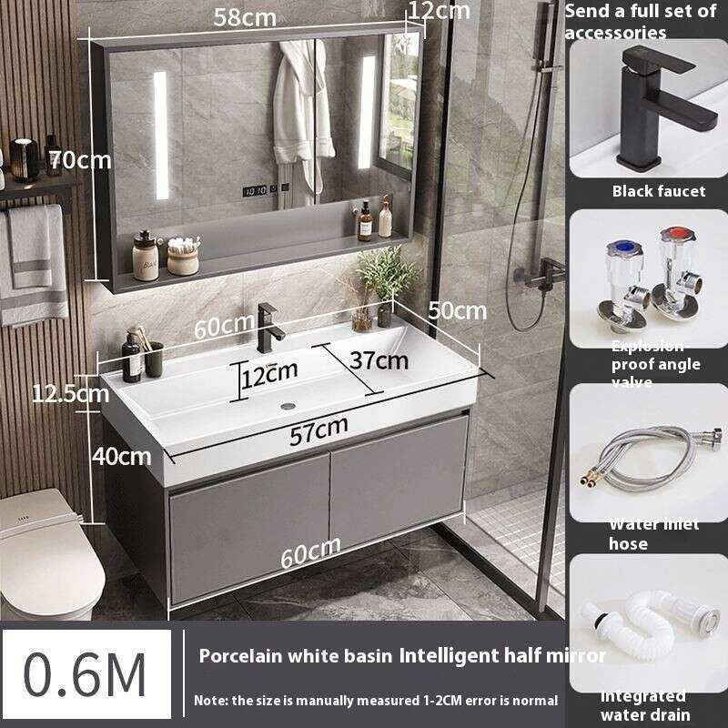 QW- Stone Basin Smart Mirror Bathroom Storage Cabinet