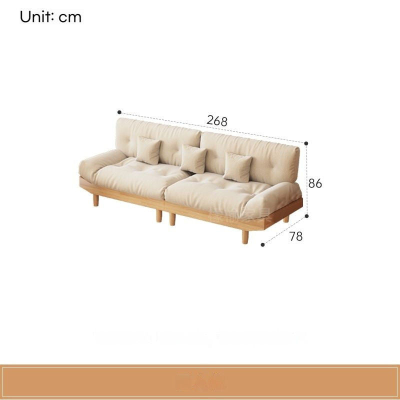 Nordic Full Set Solid Wood Sofa with Cloud Fabric, Simple Modern Living Room for Small Homes