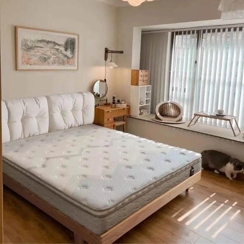 Nordic Solid Wood Full Single 1m x2m Cream Wind Big Bedroom Modern Soft Pack Small Double Bed