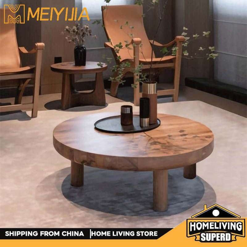 Solid Wood Coffee Color Login Modern Simple Nordic Wooden Tea Living Room Round Table for Home