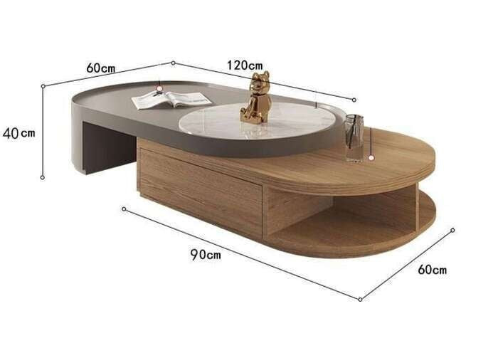 Light Elegant Cream Wind Color Simple Living Room Home Foldable Coffee Rounded Tea Table Eco-Friendly Solid Wood