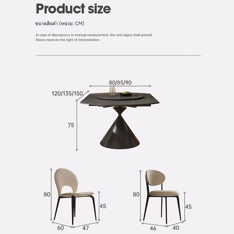 Black Flat Top - Round Turntable Modern Elegant Dining Table Design