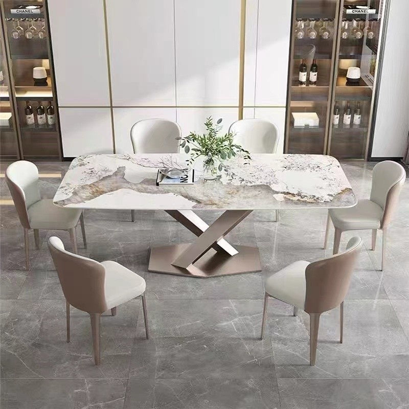 Luxurious marble dining minimalist small square table, Italian style, modern design for condos.