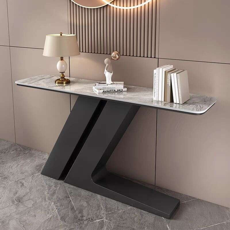 Light luxury tea Italian style room divider semi-circular modern, minimalist, wall-mounted, stone console table, end table