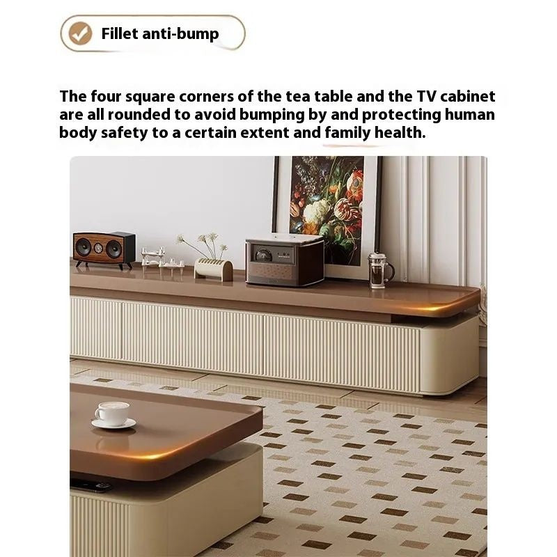 Modern Simple Living Room with Storage Drawer Coffee Table TV Cabinet Combo Set