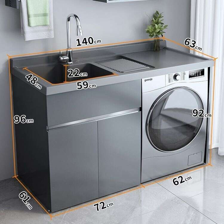 QW- Stainless Steel Storage Cabinet Bathroom Sink Washing Machine Counter