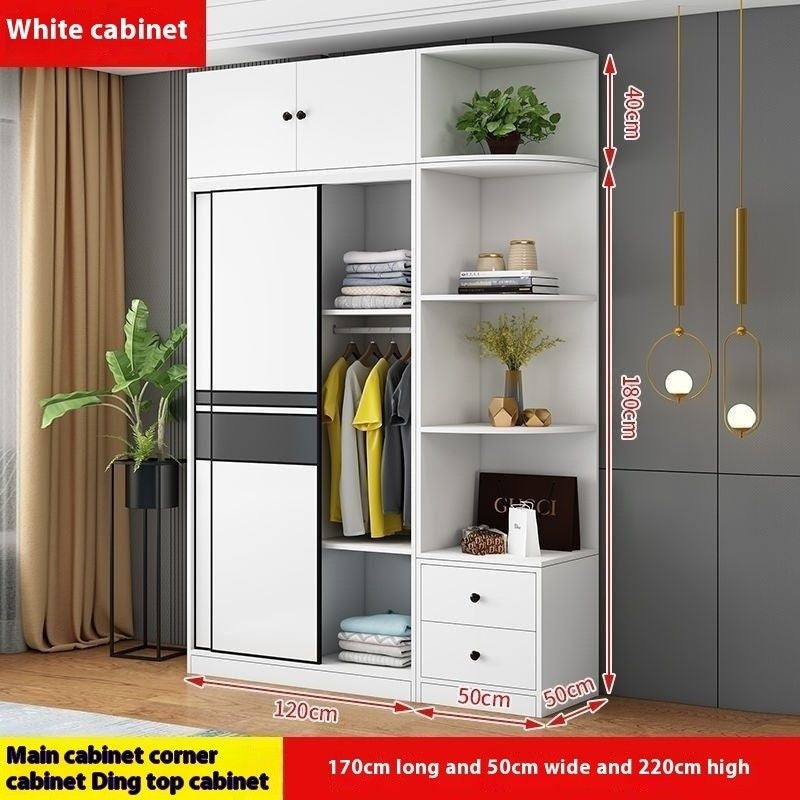 Solid wood home bedroom sliding door large wardrobe simple modern cabinet