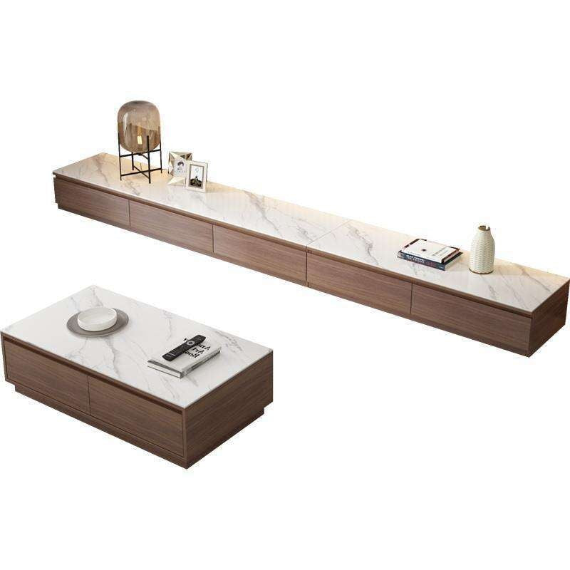 Marble Coffee Table Combo Set Modern Minimalist Living Room TV Floor Cabinet Rockboard