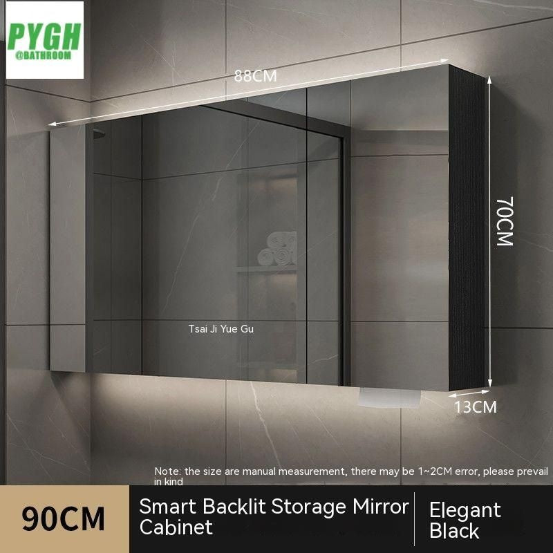 QW- Smart Solid Wood Wall Mounted Bathroom Mirror Storage Cabinet