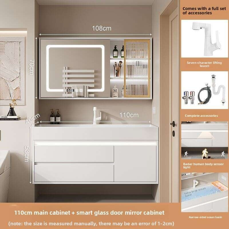 QW- Smart glass cabinet for bathroom storage, width 40 cm.