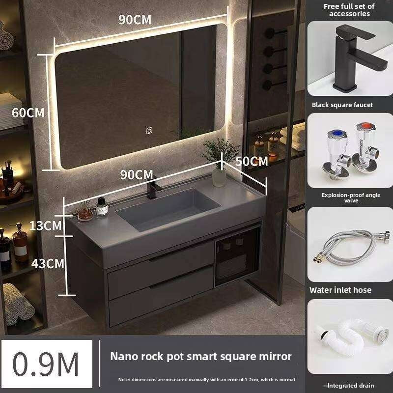 QW- Real Wood Storage Cabinet Smart Mirror in the Bathroom Sink Set