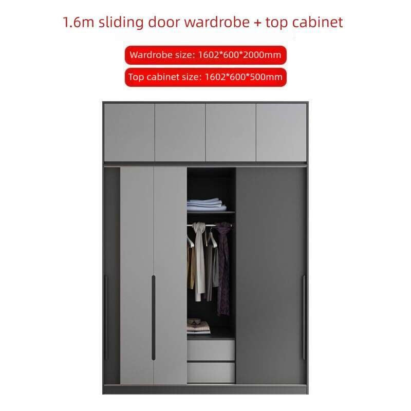 Modern wardrobe with sliding doors, bedroom storage cabinet, three-door hanging wardrobe, large capacity.