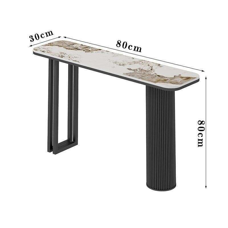 Bar living room divider stone table, metal strip, entrance, Italian style, light luxury square console table.