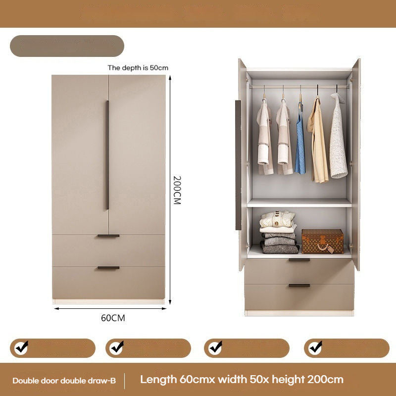 Solid Wood Home Bedroom Easy Assembly Two Door Storage Cabinet Small Wardrobe