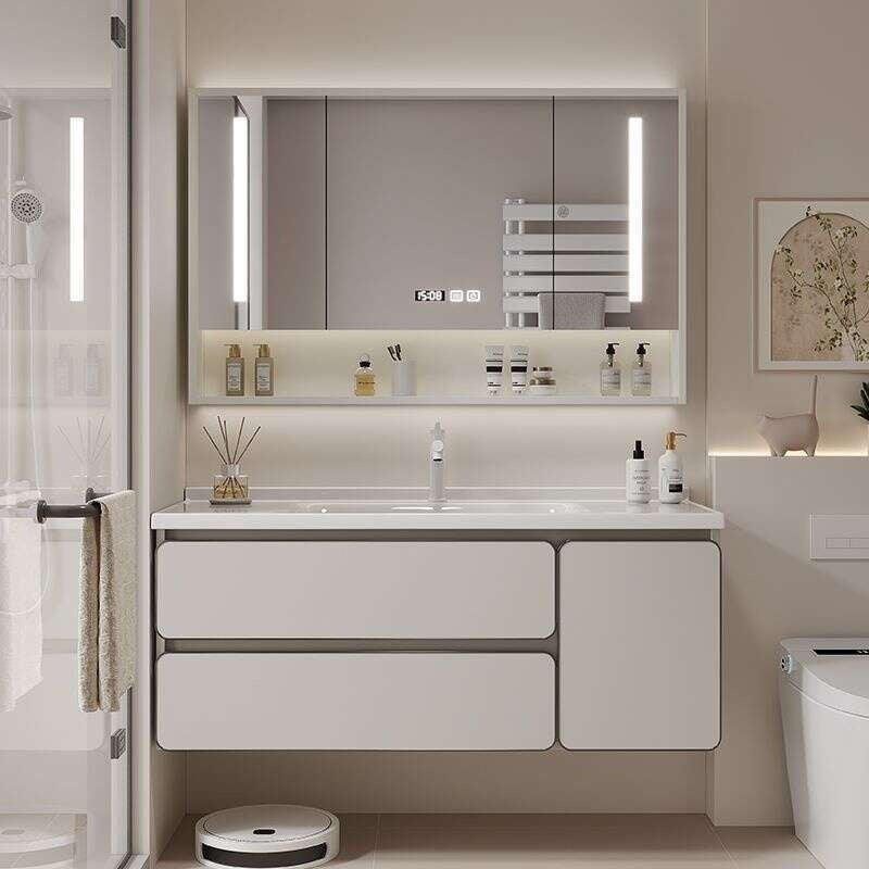 QW- Real wood storage cabinet smart mirror in the bathroom, bathroom sink