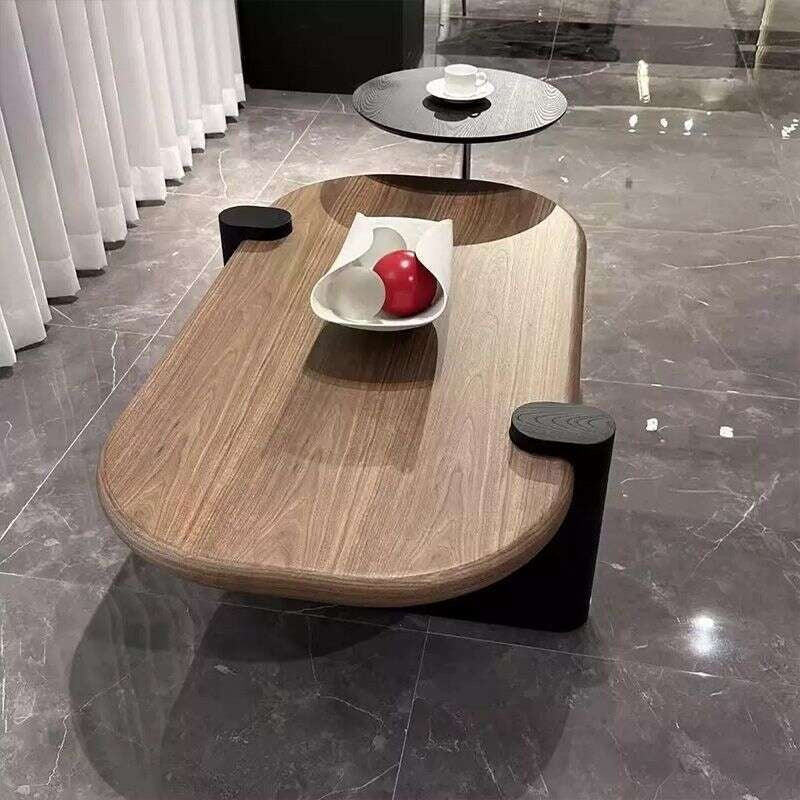 Oval Solid Wood Simple Log Living Room Home Coffee Table