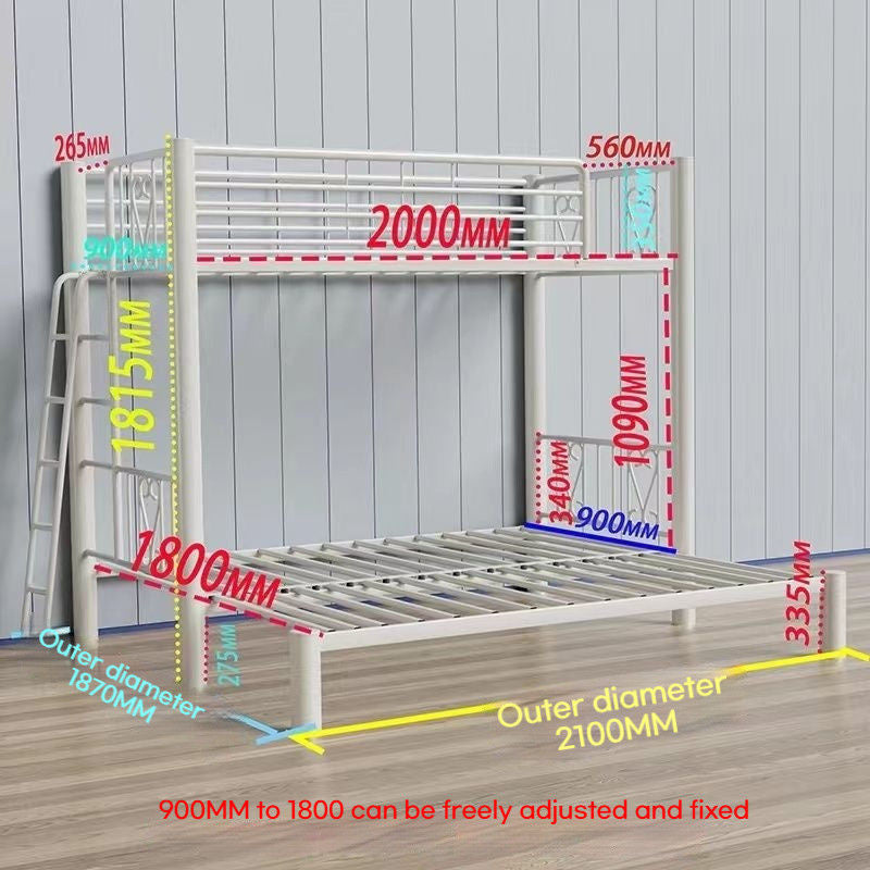 Upper and Lower Beds, Artwork Bed, Iron Frame Bunk Bed for Home, Pull Adjustable 1.8 Meters