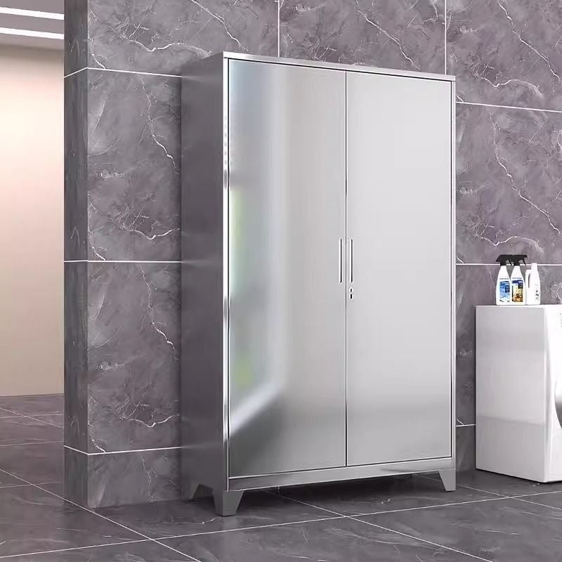 Stainless Steel Wardrobe Home Bedroom Sliding Door Hanging Closet High Capacity Storage Cabinet Balcony All In One Locker